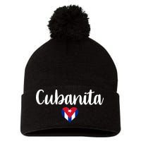 Cubanita Cuban Heart Cuba Flag Pom Pom 12in Knit Beanie