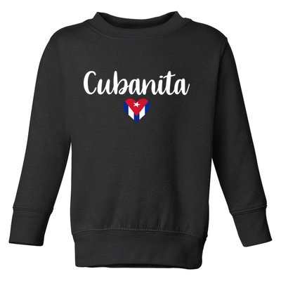 Cubanita Cuban Heart Cuba Flag Toddler Sweatshirt
