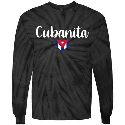 Cubanita Cuban Heart Cuba Flag Tie-Dye Long Sleeve Shirt