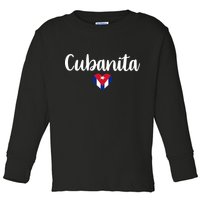 Cubanita Cuban Heart Cuba Flag Toddler Long Sleeve Shirt