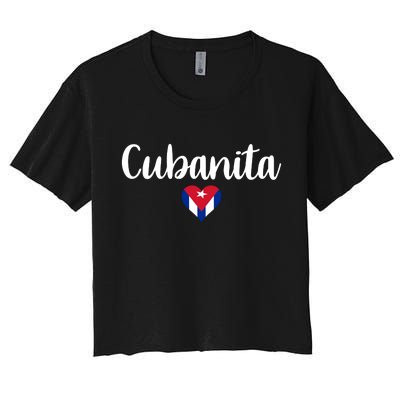 Cubanita Cuban Heart Cuba Flag Women's Crop Top Tee