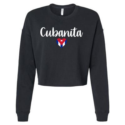 Cubanita Cuban Heart Cuba Flag Cropped Pullover Crew