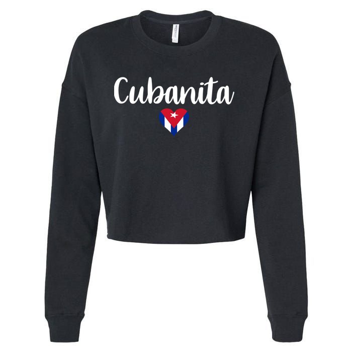Cubanita Cuban Heart Cuba Flag Cropped Pullover Crew