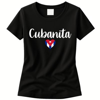 Cubanita Cuban Heart Cuba Flag Womens T-Shirt