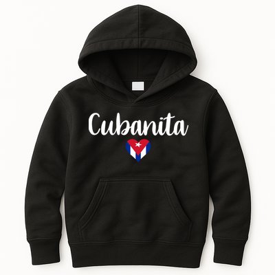 Cubanita Cuban Heart Cuba Flag Kids Hoodie