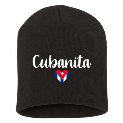 Cubanita Cuban Heart Cuba Flag Short Acrylic Beanie