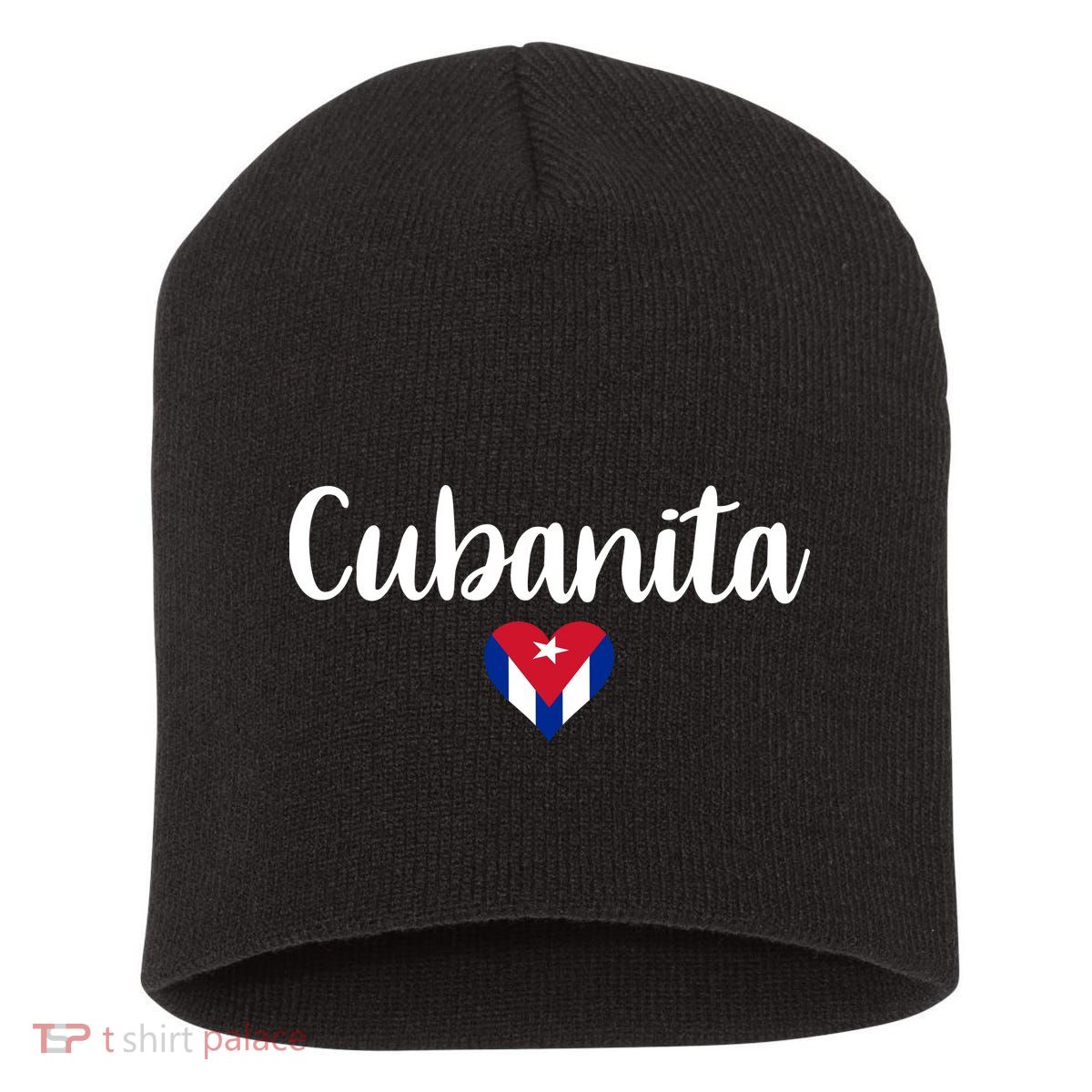 Cubanita Cuban Heart Cuba Flag Short Acrylic Beanie