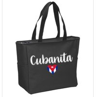 Cubanita Cuban Heart Cuba Flag Zip Tote Bag
