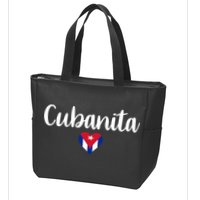 Cubanita Cuban Heart Cuba Flag Zip Tote Bag