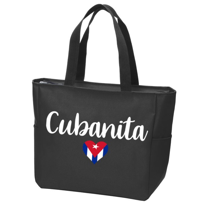 Cubanita Cuban Heart Cuba Flag Zip Tote Bag