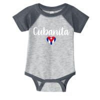 Cubanita Cuban Heart Cuba Flag Infant Baby Jersey Bodysuit
