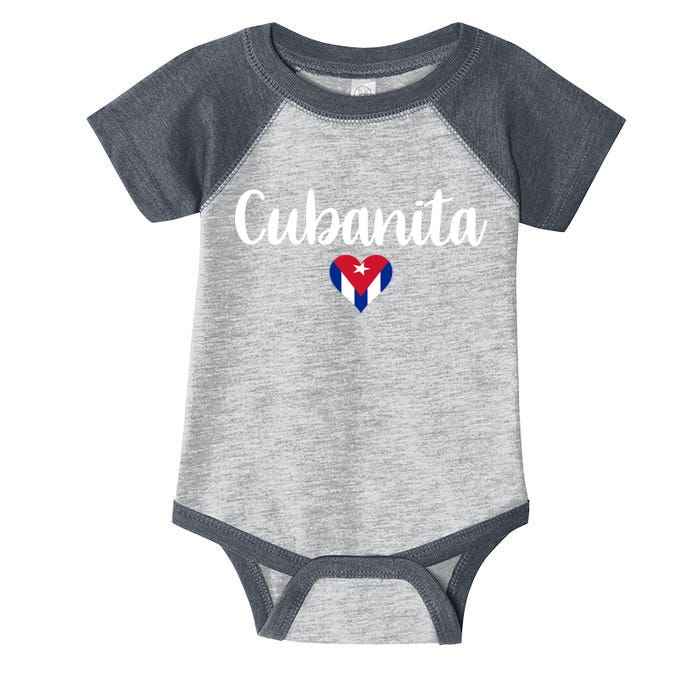 Cubanita Cuban Heart Cuba Flag Infant Baby Jersey Bodysuit
