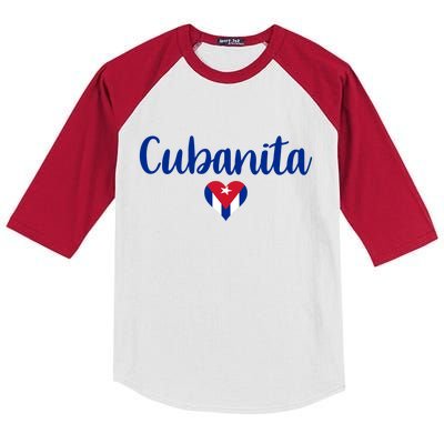 Cubanita Cuban Heart Cuba Flag Kids Colorblock Raglan Jersey