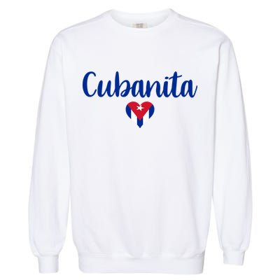 Cubanita Cuban Heart Cuba Flag Garment-Dyed Sweatshirt