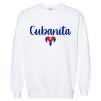 Cubanita Cuban Heart Cuba Flag Garment-Dyed Sweatshirt