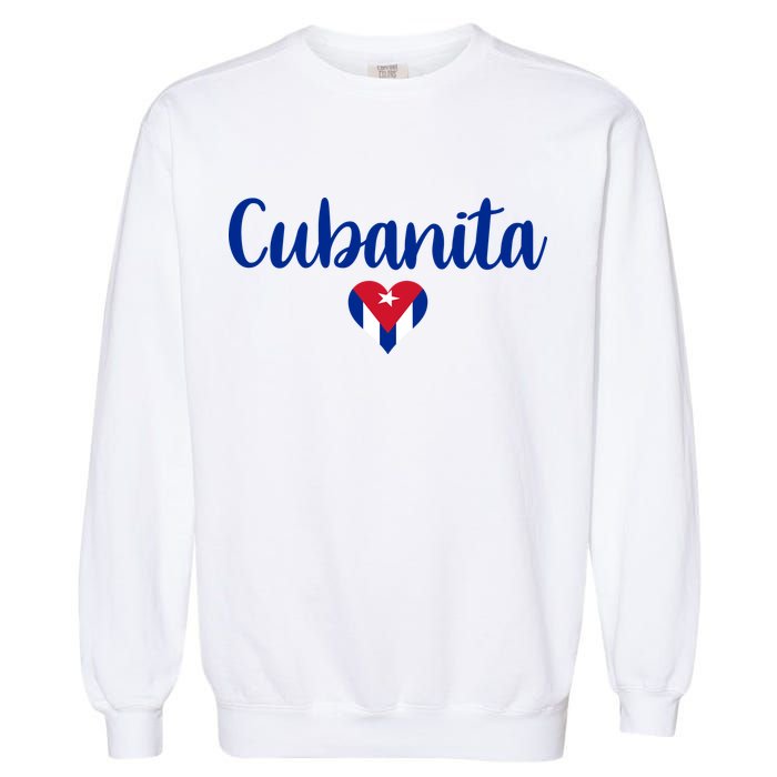 Cubanita Cuban Heart Cuba Flag Garment-Dyed Sweatshirt
