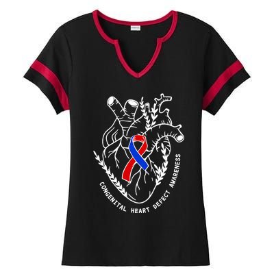 Chd Congenital Heart Defect Disease Awareness Ribbon Warrior Ladies Halftime Notch Neck Tee