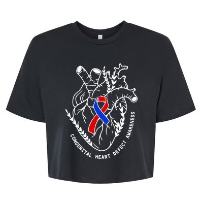 Chd Congenital Heart Defect Disease Awareness Ribbon Warrior Bella+Canvas Jersey Crop Tee