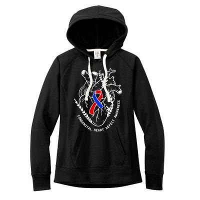 Chd Congenital Heart Defect Disease Awareness Ribbon Warrior Women's Fleece Hoodie