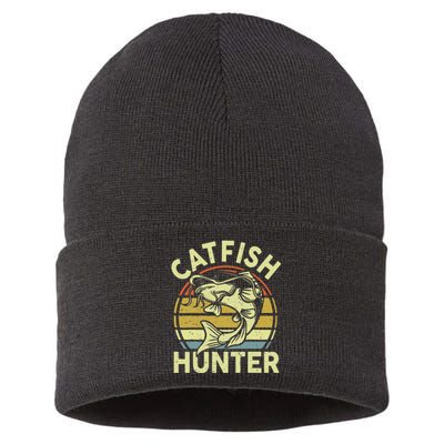 Catfishing Catfish Hunter  Gift Funny Fishing Sustainable Knit Beanie