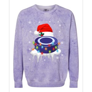 Cute Christmas Hockey Santa Hat Xmas Light Cool Gift Colorblast Crewneck Sweatshirt