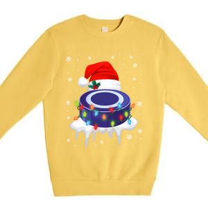 Cute Christmas Hockey Santa Hat Xmas Light Cool Gift Premium Crewneck Sweatshirt