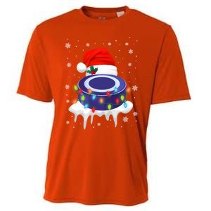 Cute Christmas Hockey Santa Hat Xmas Light Cool Gift Cooling Performance Crew T-Shirt