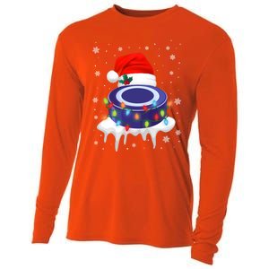 Cute Christmas Hockey Santa Hat Xmas Light Cool Gift Cooling Performance Long Sleeve Crew