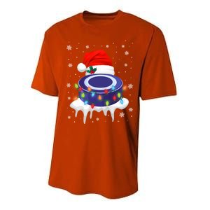 Cute Christmas Hockey Santa Hat Xmas Light Cool Gift Performance Sprint T-Shirt