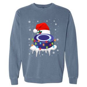 Cute Christmas Hockey Santa Hat Xmas Light Cool Gift Garment-Dyed Sweatshirt