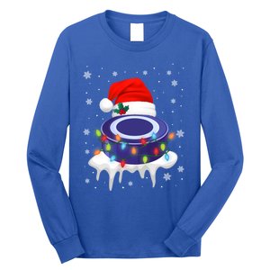 Cute Christmas Hockey Santa Hat Xmas Light Cool Gift Long Sleeve Shirt