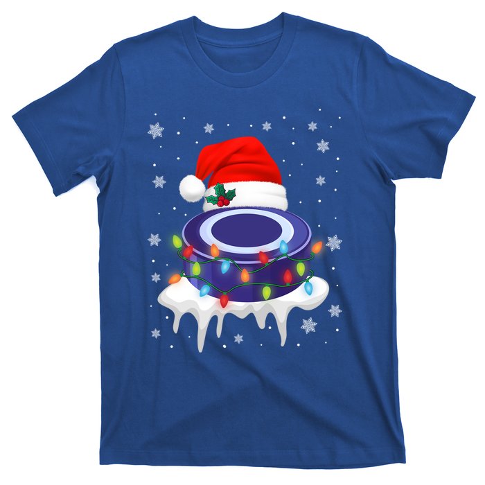 Cute Christmas Hockey Santa Hat Xmas Light Cool Gift T-Shirt