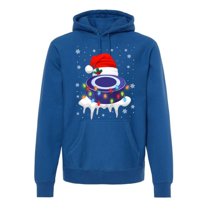 Cute Christmas Hockey Santa Hat Xmas Light Cool Gift Premium Hoodie