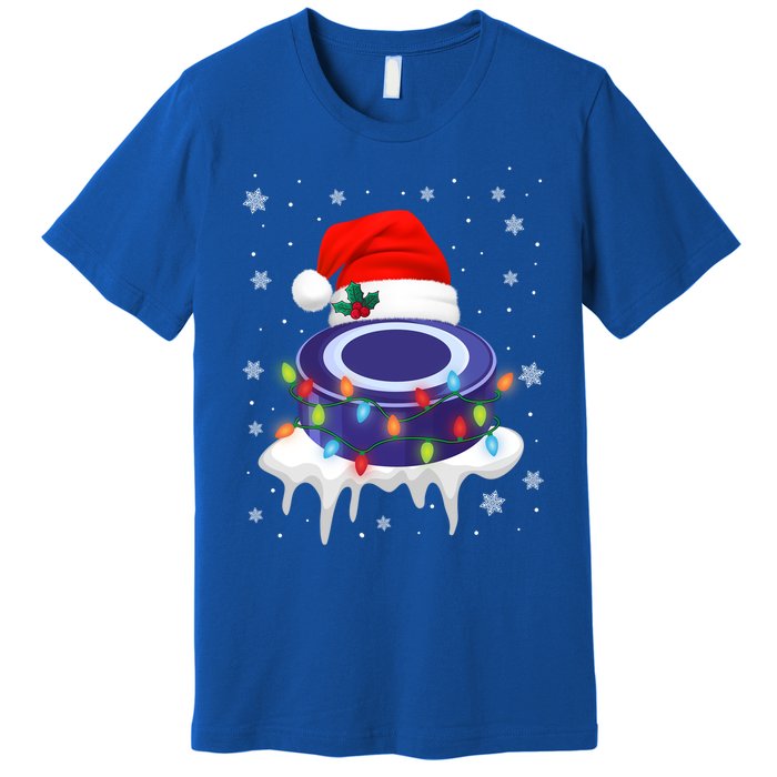 Cute Christmas Hockey Santa Hat Xmas Light Cool Gift Premium T-Shirt