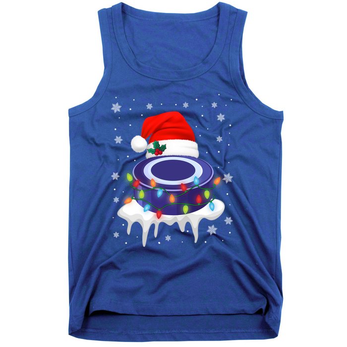 Cute Christmas Hockey Santa Hat Xmas Light Cool Gift Tank Top