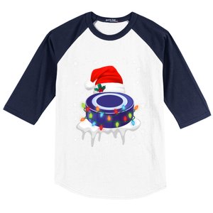 Cute Christmas Hockey Santa Hat Xmas Light Cool Gift Baseball Sleeve Shirt