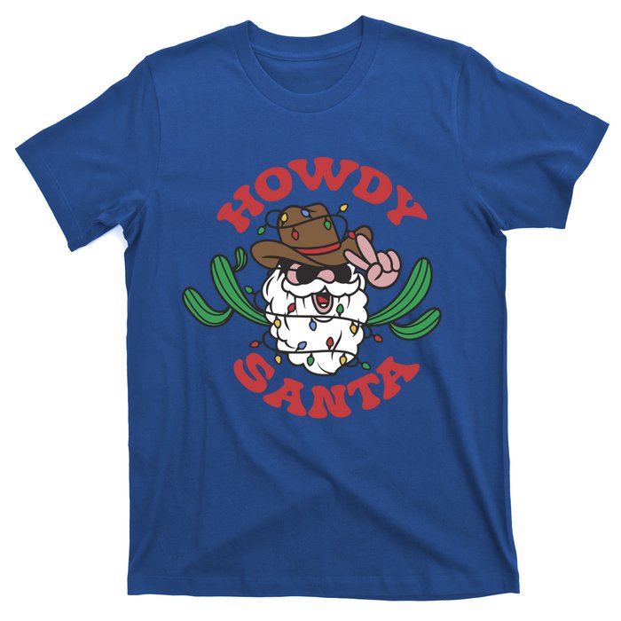 Christmas Cow Howdy Santa Western Vintage Cow Retro Cute Gift T-Shirt