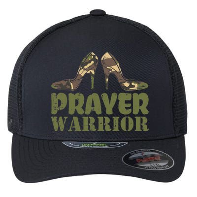 Christian Camo Heels Prayer Warrior Faith God Jesus Flexfit Unipanel Trucker Cap