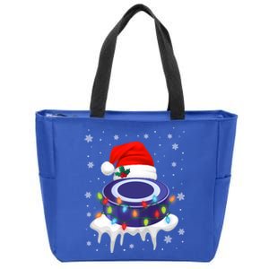 Cute Christmas Hockey Santa Hat Xmas Light Gift Zip Tote Bag