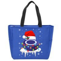 Cute Christmas Hockey Santa Hat Xmas Light Gift Zip Tote Bag