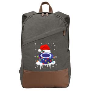 Cute Christmas Hockey Santa Hat Xmas Light Gift Cotton Canvas Backpack