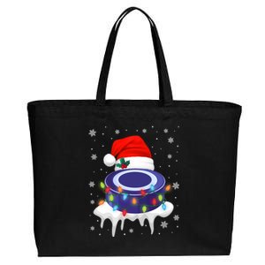 Cute Christmas Hockey Santa Hat Xmas Light Gift Cotton Canvas Jumbo Tote