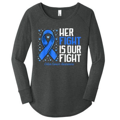 Colon Cancer Her Fight is our Fight Colon Cancer Awareness Women's Perfect Tri Tunic Long Sleeve Shirt