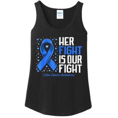 Colon Cancer Her Fight is our Fight Colon Cancer Awareness Ladies Essential Tank