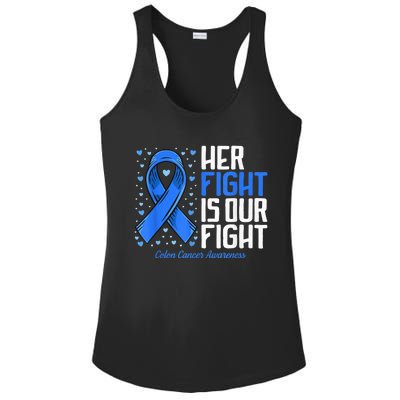 Colon Cancer Her Fight is our Fight Colon Cancer Awareness Ladies PosiCharge Competitor Racerback Tank