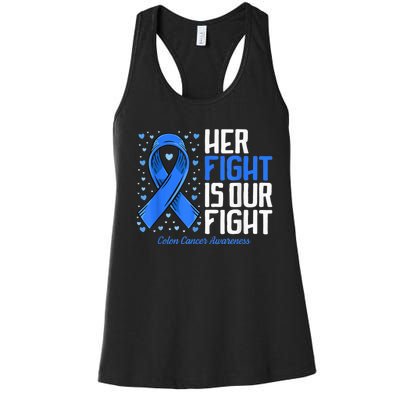 Colon Cancer Her Fight is our Fight Colon Cancer Awareness Women's Racerback Tank