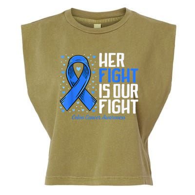 Colon Cancer Her Fight is our Fight Colon Cancer Awareness Garment-Dyed Women's Muscle Tee