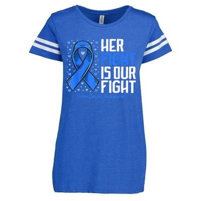 Colon Cancer Her Fight is our Fight Colon Cancer Awareness Enza Ladies Jersey Football T-Shirt