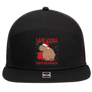 Capybara Christmas Holidays Funny Santa Xmas Capy Claus 7 Panel Mesh Trucker Snapback Hat