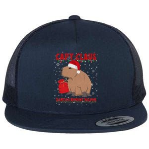 Capybara Christmas Holidays Funny Santa Xmas Capy Claus Flat Bill Trucker Hat